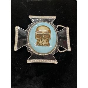 Vintage Iron Cross with Skull Belt Buckle